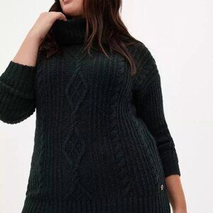 Torrid OUTLANDER Green Cable Turtleneck Sweater Size 0 (L/12)